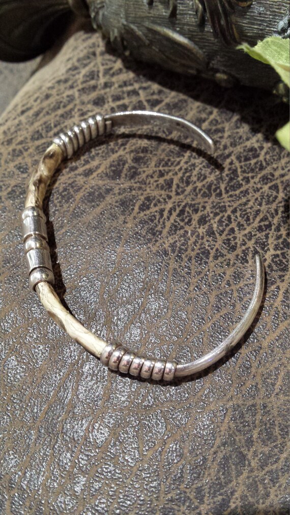 sterling silver rattlesnake (actual skin) bracelet - image 2