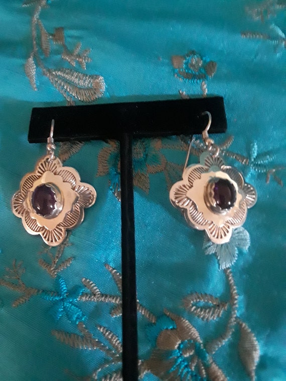 Amethyst dangle pierced earrings - image 2