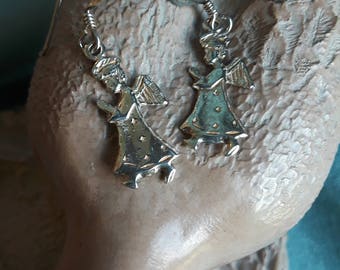 Sterling silver angel dangle earrings