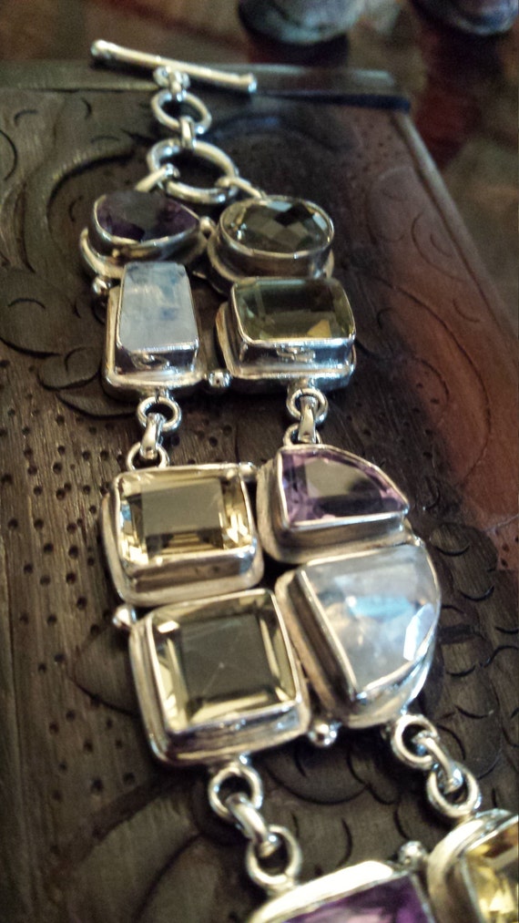 Sterling silver multi stone, amythyst, citrine,  … - image 3