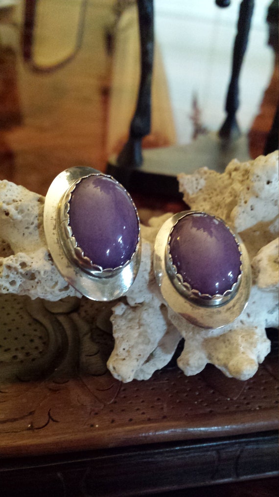 Sterling silver purple jasper earrings