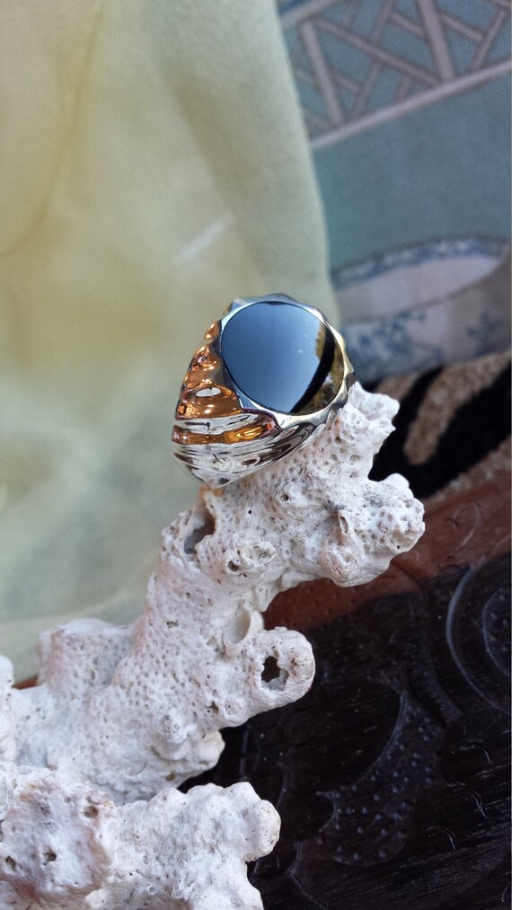 Sterling silver black onyx ring - image 2