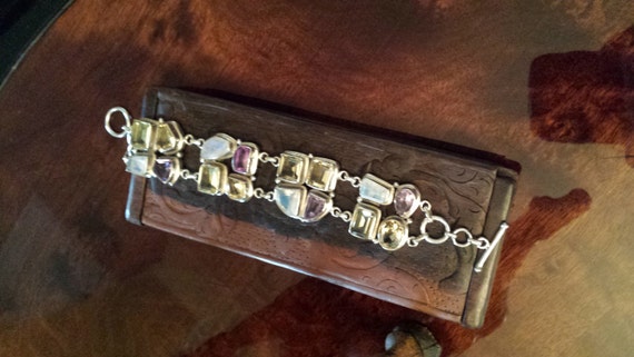 Sterling silver multi stone, amythyst, citrine,  … - image 2