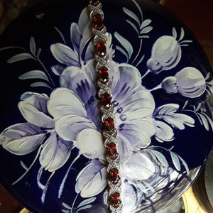 Gold 080 925 garnet tennis bracelet