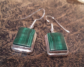 Sterling silver malachi drop earrings