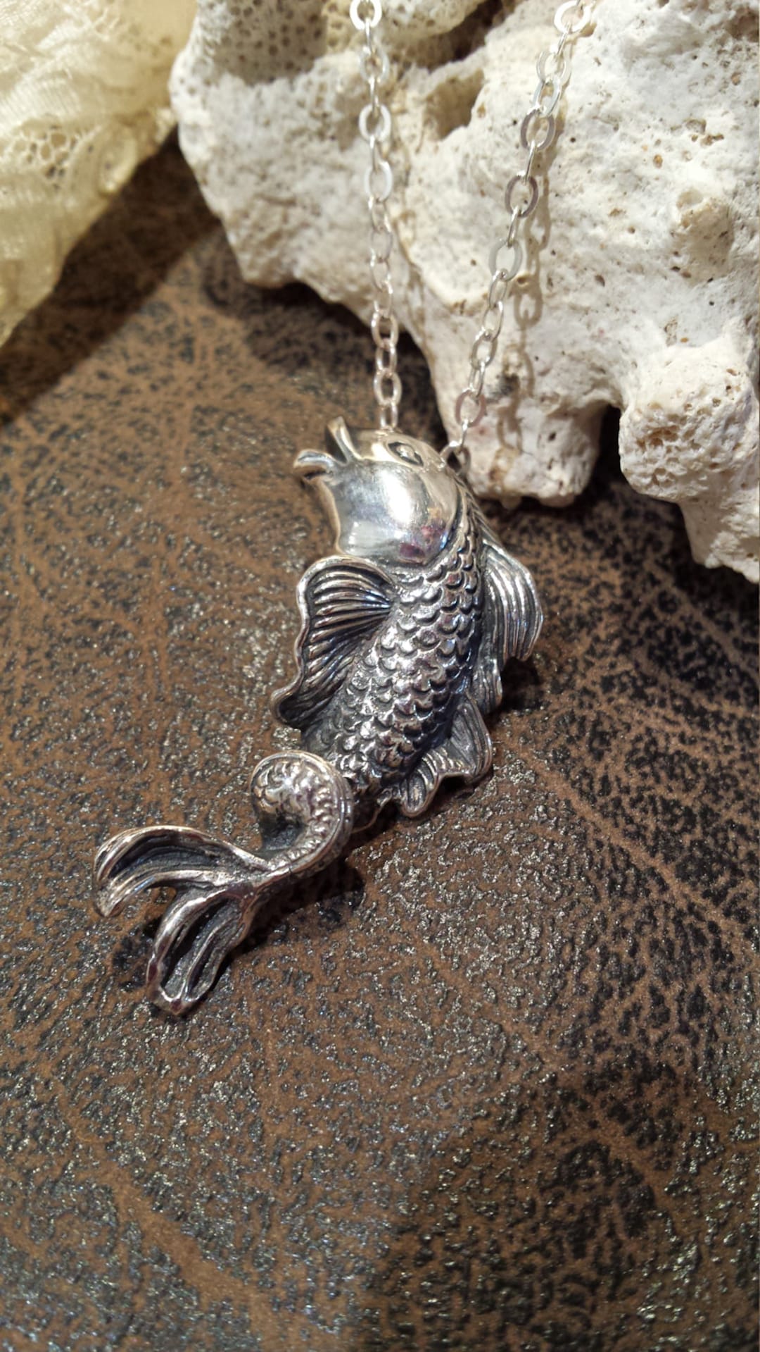 Sterling Silver Designer Fish Pendant With Sterling Silver Chain - Etsy