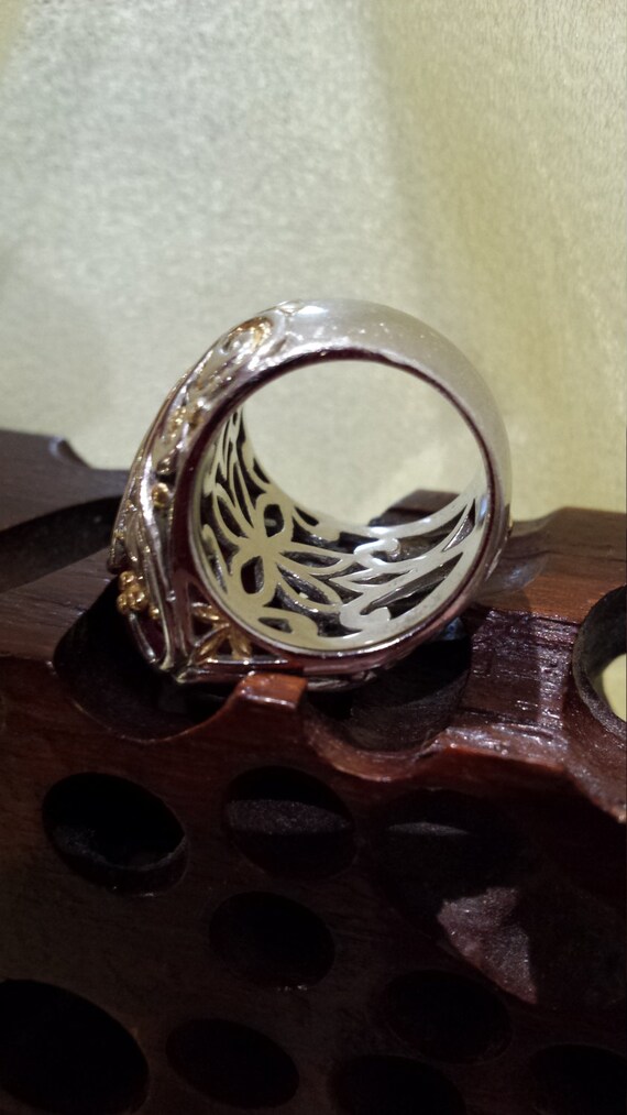 Sterling silver with 18k large ruby carnelian cen… - image 3