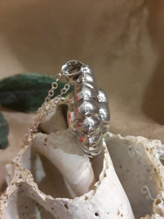 Sterling silver heart pendant shrimp edged with S… - image 3