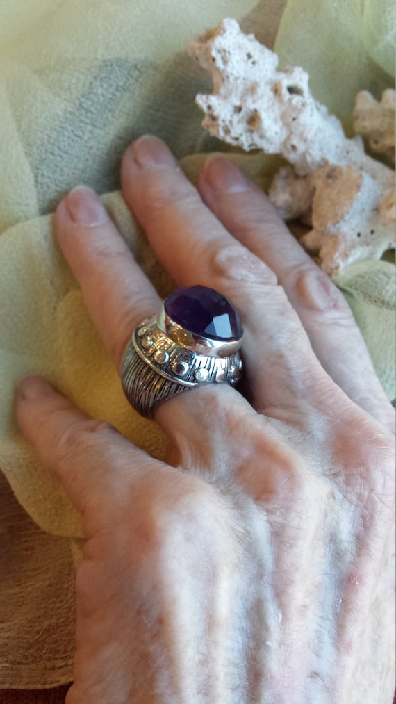 Sterling silver amythyst dome ring - image 5