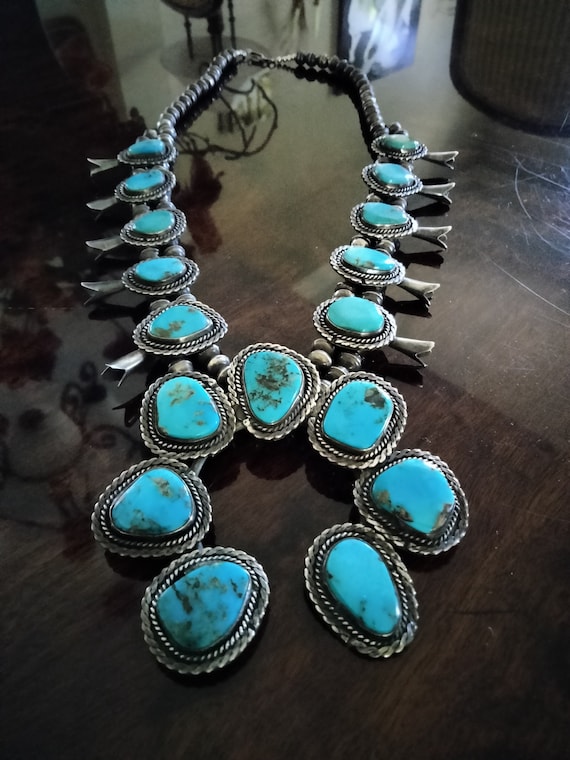 Vintage Navajo Sleeping Beauty Turquoise Squash Blossom Etsy