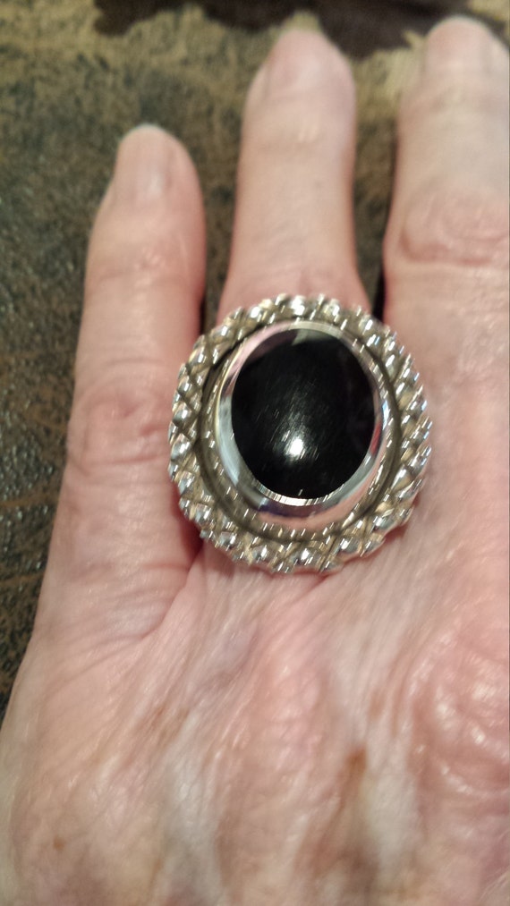 Sterling silver black onyx ring - image 1