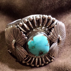 Navajo sterling turquoise cuff bracelet