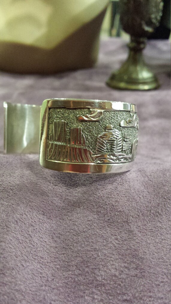 Sterling silver story teller cuff bracelet - image 2