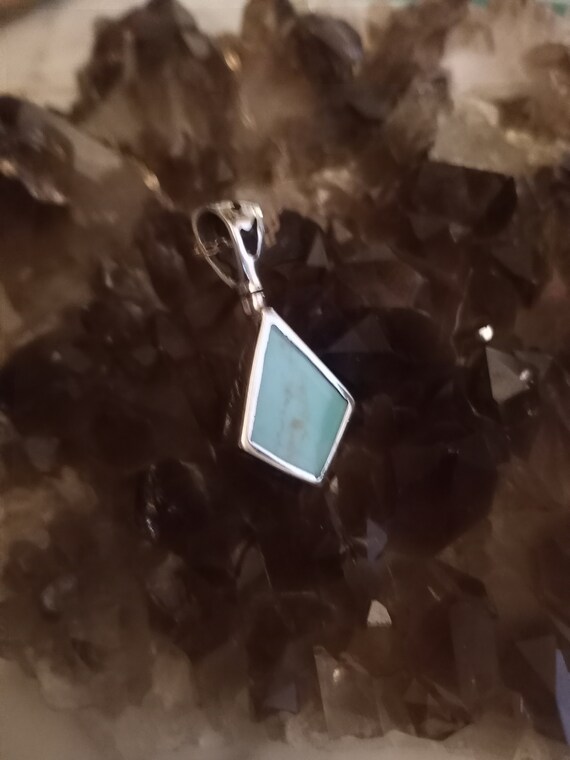 Sterling silver turquoise pendant with sterling c… - image 3