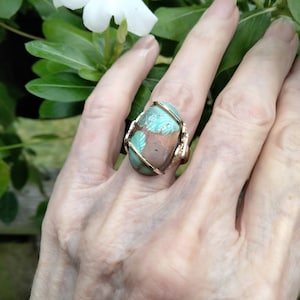 Turquoise gold ring, size 6