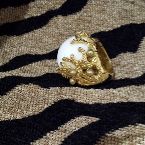 Gold toned Vermeil pearl shell ring image 1