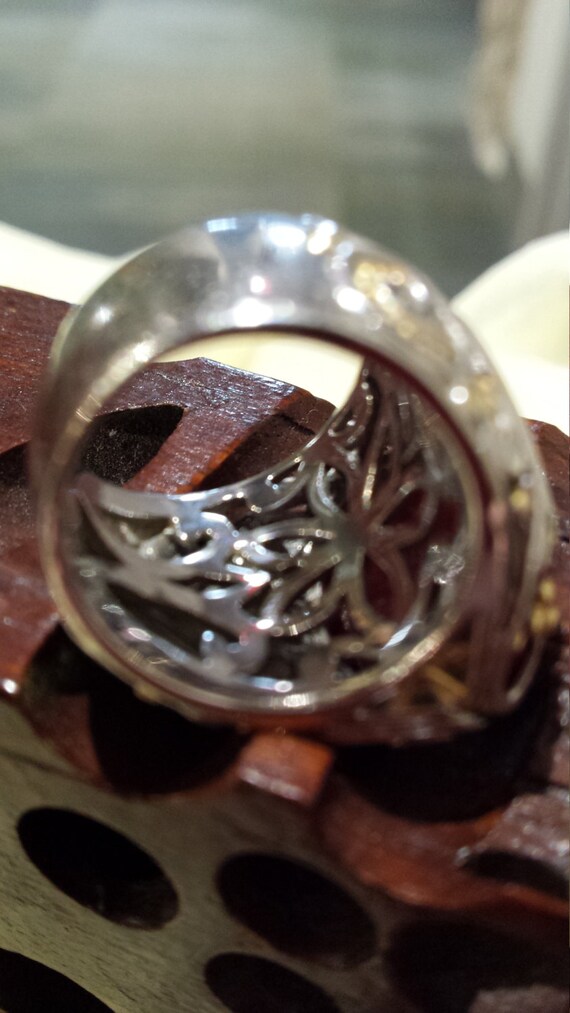 Sterling silver with 18k large ruby carnelian cen… - image 4