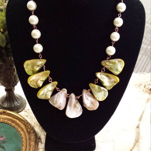 pearl and shell designer one strand necklace