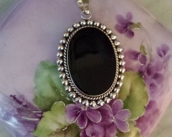 Vintage black onyx pendant