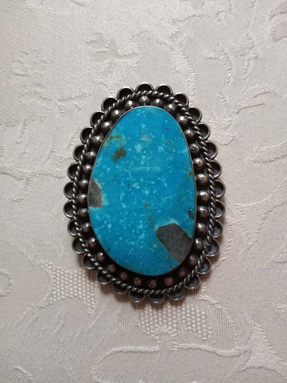 Sterling silver antique Native American turquoise… - image 1