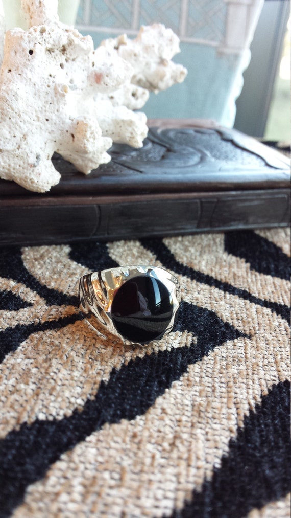Sterling silver black onyx ring - image 5