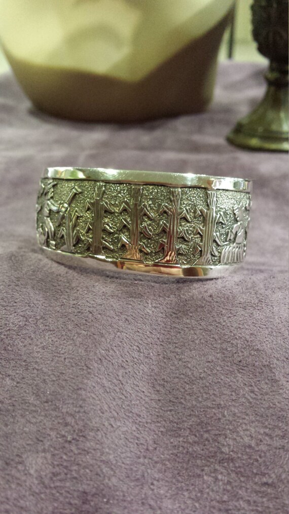 Sterling silver story teller cuff bracelet - image 4