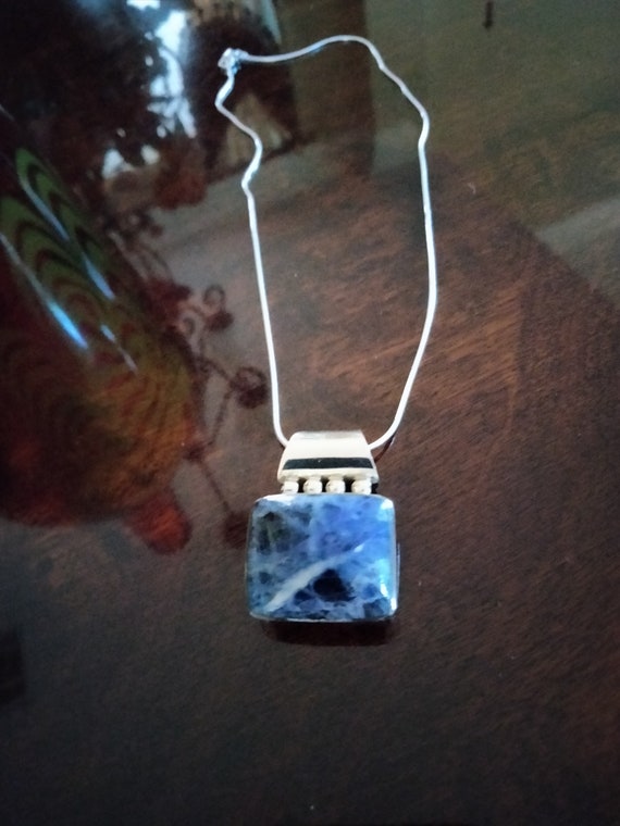 Sterling Silver Blue Sodalite pendant with sterlin