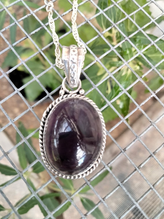 Sterling Silver amethyst pendant with sterling sil