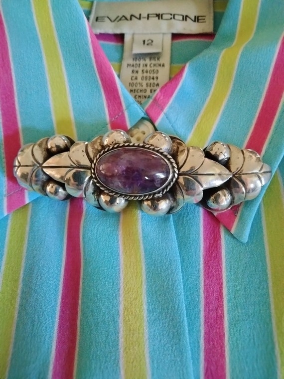 Sterling Silver amethyst Antique brooch