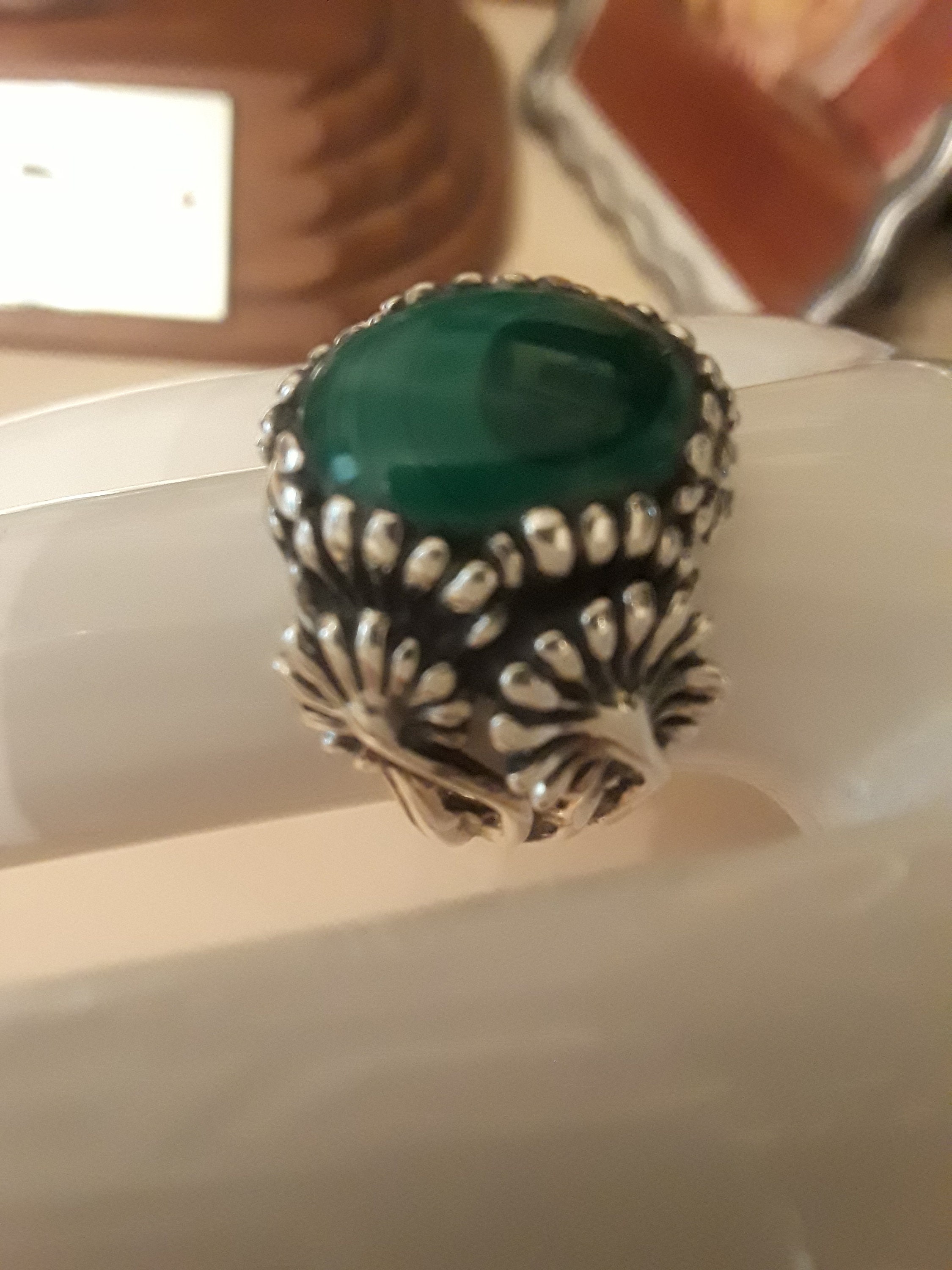 Sterling Silver Ornate Malachi Ring, Size 9 - Etsy