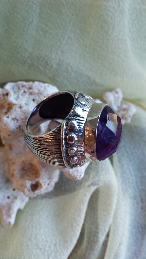 Sterling silver amythyst dome ring - image 2