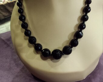 black onyx faceted beaded necklace.