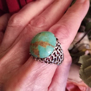 Sterling silver turquoise dome ring,  size 10