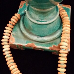Unique Flat Bead Turquoise and Bone Necklace