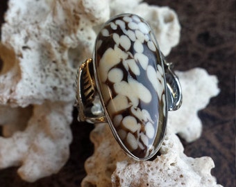 Sterling silver peanut jasper ring, size 7