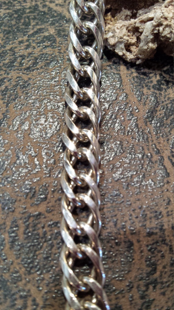 Sterling silver men's heavy duty chain link vinta… - image 5