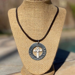 Faith - Hope - Love with Cross Necklace, Faith Hope Love Pendant Necklace with Cross, Christian Gift, Cross Necklace, 1 Corinthians 13:13