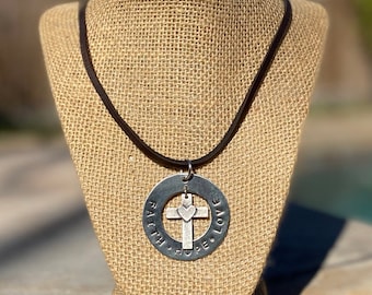 Faith - Hope - Love with Cross Necklace, Faith Hope Love Pendant Necklace with Cross, Christian Gift, Cross Necklace, 1 Corinthians 13:13