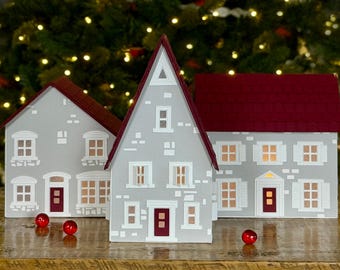 Set of Three Luminaries - Cranberry and Dove