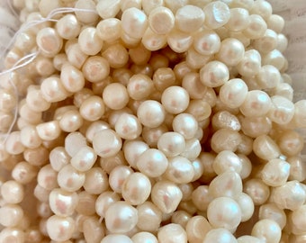 Natural freshwater pearls 48 pcs ca.5-6 mm for threading hole punch small freshwater pearls DIY freshwater pearl necklace, cultured pearls white pearls