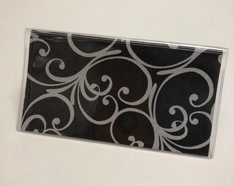No wait Ready to Ship Vinyl Checkbook cover Glitter Dusty Teal // Turquoise Scrapbook style,Duplicate or Single Checks