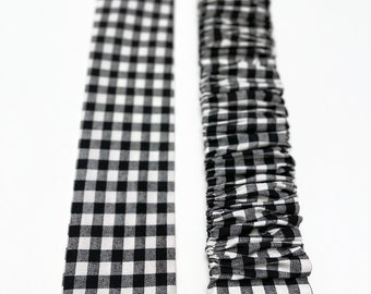 Slip-on, Handmade Cord Cover, Small Black & White small buffalo check, plaid print, Fabric cover, Electrical Cord Cover,  hide a cord