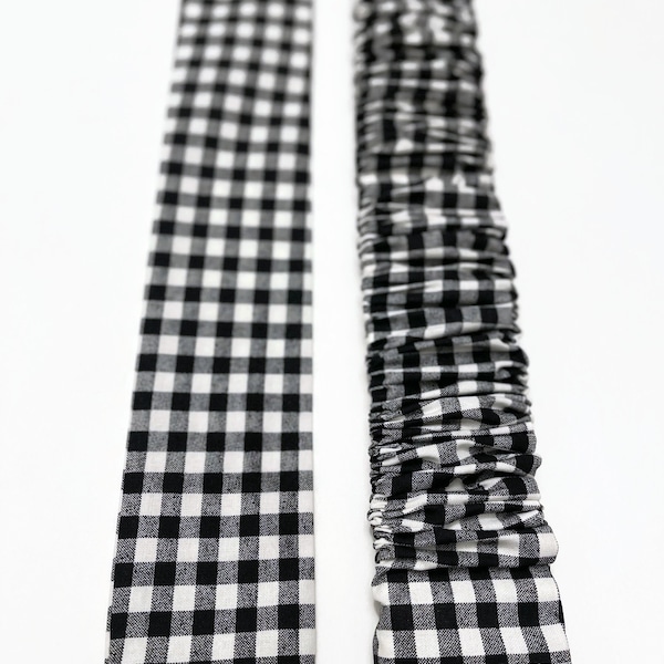 Slip-on, Handmade Cord Cover, Small Black & White small buffalo check, plaid print, Fabric cover, Electrical Cord Cover,  hide a cord