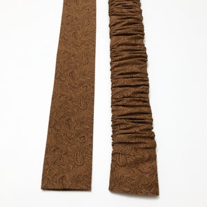 Slip-on handmade Lamp Cord Cover, Tonal Brown Paisley print, Fabric, chain cord sleeve, hide a cord, cable management scrunchie