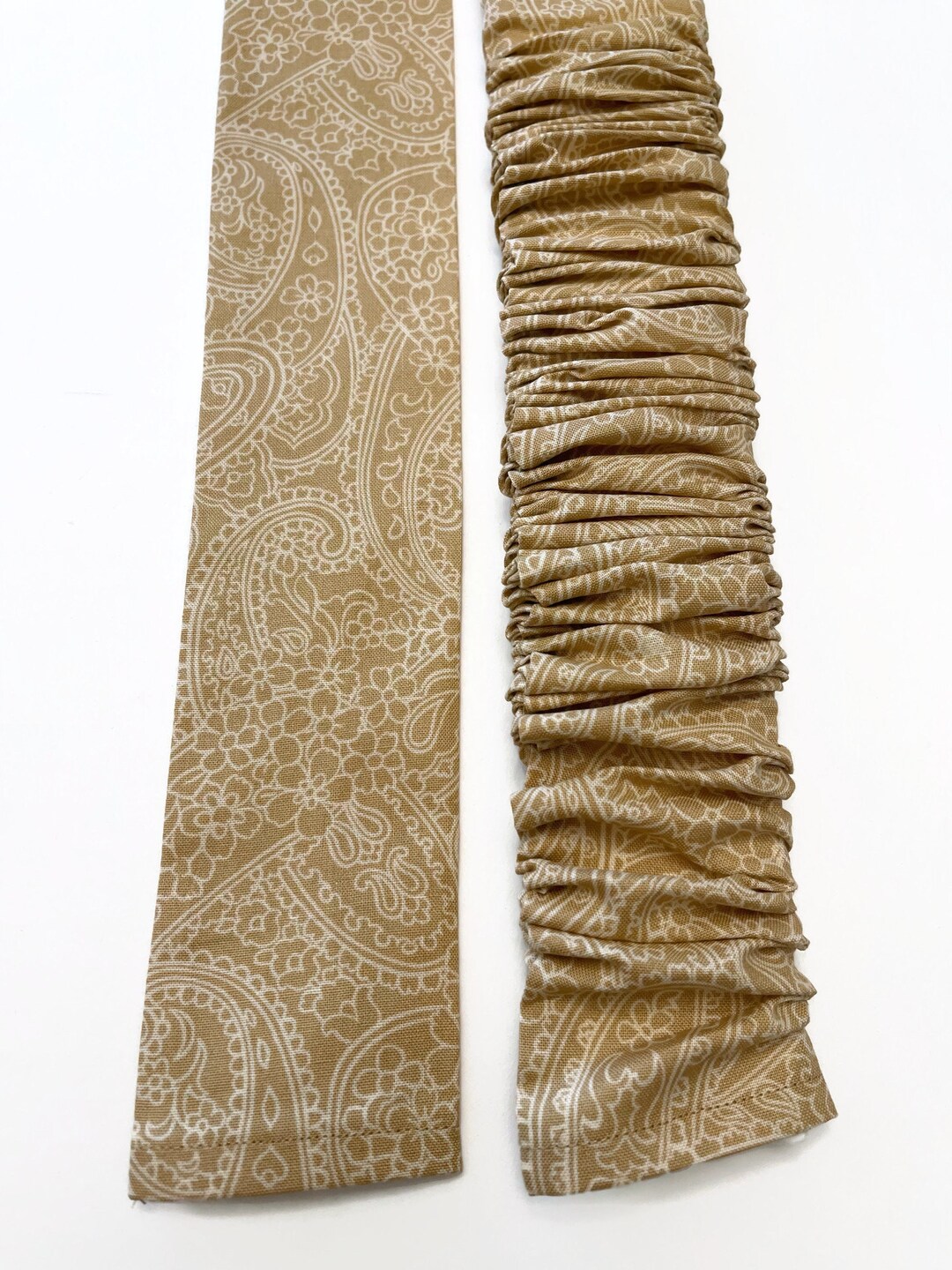 Slip On, Handmade Lamp Cord Cover, Large Ivory Paisley Outline on Beige