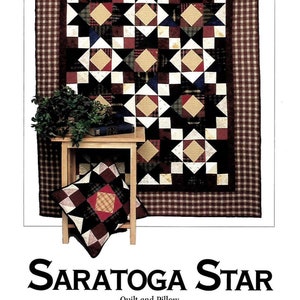 QUILT PATTERN & Instructions -  Saratoga Star by Touchwood Quilt and pillow or Whirlwind Design Quilt