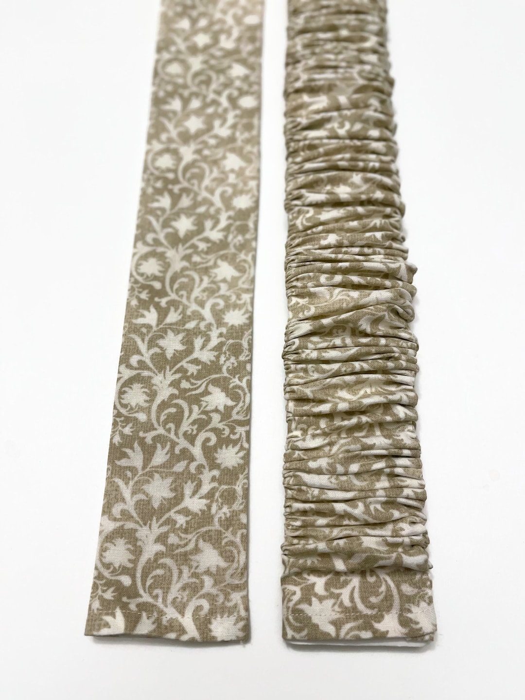 Slipon Handmade Lamp Cord Cover, Beige and Cream Scroll Foliage