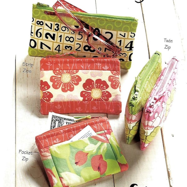 SEWING PROJECT PATTERN & Instructions -  Cash and Carry Zipper Bag patterns
