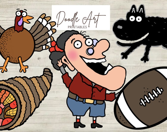 Featured listing image: There was an Old Lady who Swallowed a Turkey Clip Art Pack