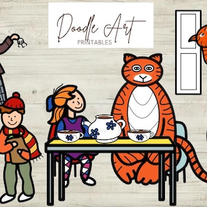 Tijger kwam tot thee-clipartpakket